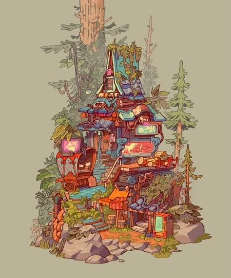 Yuumei Art, Building Concept, Isometric Art, Environment Art, Architecture Concept Drawings, Game Concept Art, 판타지 아트, Environment Concept Art, Concept Architecture