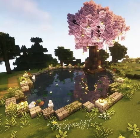 Cherry Biome Builds, Cherry Biome Minecraft, Enchanting Area Minecraft, Coquette Minecraft, Cottagecore Minecraft, Minecraft House Plans, Minecraft Cottage, All Minecraft, Cool Minecraft Creations