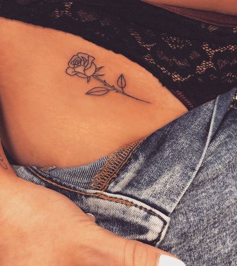 Rose Hip Tattoos Women, Delicate Hip Tattoos Women, Small Rose Hip Tattoo, Rose On Hip Tattoo, Panty Line Tattoos For Women, Rose Hip Tattoo, Small Hip Tattoos, Small Hip Tattoos Women, Inner Thigh Tattoos