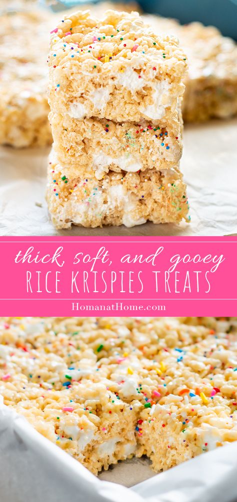 Homan at Home Gooey Rice Krispie Treats, Cheerio Treats, Rice Krispie Treats Recipe, Rice Krispie Bars, Rice Krispie Squares, Mini Wheats, Krispie Treats Recipe, Rice Recipes For Dinner, Perfect Rice