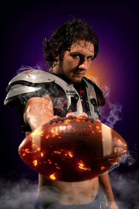 Sports Photography With Fire, Senior Pictures With Fire, Fire Sports Photography, Senior Football Photography, Football Senior Photos, Football Senior Pictures, Flame Picture, Creative Shoots, Football Poses