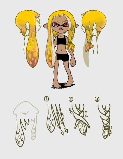 Splatoon Hairstyles, Splatoon Squid, Splatoon Games, Nintendo Splatoon, Splatoon 2 Art, Splatoon 3, Hairstyles Art, Nintendo Art, Game Character Design