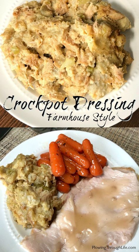 Crock Pot Dressing, Crockpot Chicken And Dressing, Crockpot Dressing, Crockpot Stuffing, Crockpot Turkey, Cornbread Dressing, Dinner Chicken, Crock Pot Cooking, Thanksgiving Side Dishes