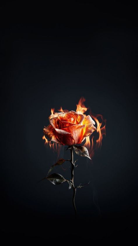 Rose flower fire fragility. AI generated Image by rawpixel. | free image by rawpixel.com / Pitcha Benrohman Fire Rose Aesthetic, Fire Flower Aesthetic, Rose On Fire Wallpaper, On Fire Aesthetic, Flower On Fire, Fire Roses, Rose Iphone Wallpaper, Easy Crochet Rose, Rose On Fire