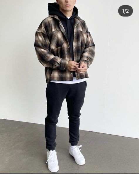 Shacket Outfit Men, Casual Outfits For Men Winter, Cold Winter Outfits Men, Men Winter Streetwear, Outfits For Men Winter, Men Streetwear Aesthetic, Mens Clothing Styles Casual, Fall Streetwear Outfits, Outfits For Big Men