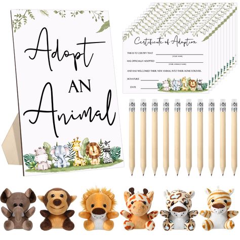 Safari Theme Baby Shower Games, Zoo Themed Baby Shower Ideas, First Birthday Safari Theme, Baby Boy Baby Shower Themes, Wild One Party Favors, Jungle Theme Baby Shower Ideas, Animal Adoption Certificate, Zoo Baby Shower Theme, Giraffe Baby Shower Theme