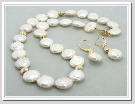 Coin Pearl Necklace Ideas, Formal Necklace With Baroque Pearl Round Beads, Pearl White Baroque Pearl Beaded Necklace With Round Beads, White Baroque Pearl Necklaces With Round Beads, Polished Round Baroque Pearl Beads Jewelry, Diy Jewelry Necklace Beads, Pearl Bracelet Jewelry, Coin Pearl Necklace, Coin Pearl Earrings