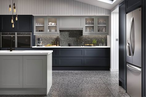 Bella Matt Indigo Blue | Handleless Kitchen | Blossom Avenue Replacement Kitchen Doors, Shaker Design, Handleless Kitchen, Kitchen Planner, Shaker Style Kitchens, Kitchens And Bedrooms, Shaker Kitchen, Kitchen Inspiration Design, Kitchen Doors