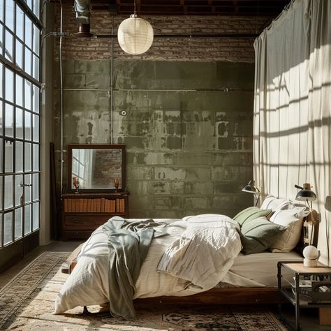 Spruce up your living space with our industrial-themed bedroom design! Experience contemporary elegance, sleek aesthetics, and metropolitan charm. #UrbanBedroom #BedroomDesign #HomeDecor #CityLiving #ModernBedroom #UrbanDecor #ContemporaryLiving #BedroomInspiration #IndustrialBedroom #IndustrialStyle #SmallSpaceLiving #ChicBedroom #LoftLiving #MinimalistBedroom #SleekDesign #UrbanLiving #ModernHome #BedroomGoals #CityStyle" Warehouse Bedroom, Nyc Bedroom, Urban Bedroom, Design Proposal, Urban Decor, Industrial Bedroom, Instagram Board, Themed Bedroom, Loft Living