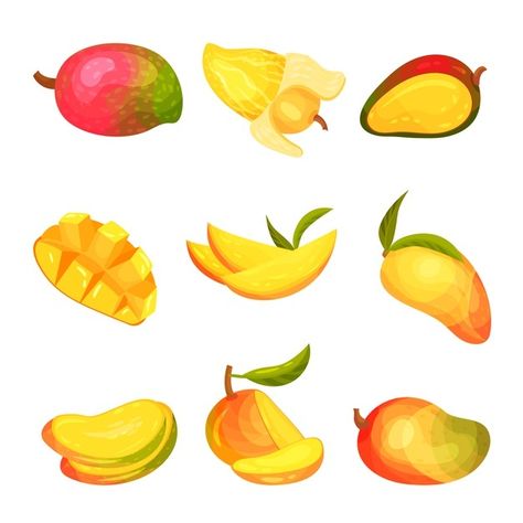 Fruit World, Pineapple Vector, Gouache Tutorial, Ripe Mango, Food Doodles, Milk Splash, Graphic Shapes Design, Fruits Drawing, Kinds Of Fruits