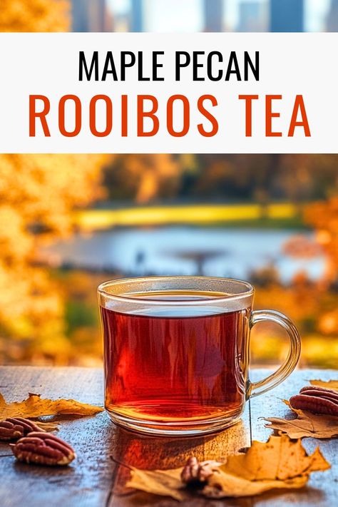 Discover the cozy flavors of autumn with this Maple Pecan Rooibos Tea recipe, a naturally sweet and nutty blend inspired by fall in Central Park. Perfect for warming up on chilly days! Fall Herbal Tea Recipes, Fall Tea Blend Recipe, Loose Tea Blends, Loose Leaf Tea Blends Recipes, Rooibos Iced Tea Recipes, Rooibos Tea Recipe, Rooibos Tea Recipes, Fall In Central Park, Jasmine Milk Tea Recipe