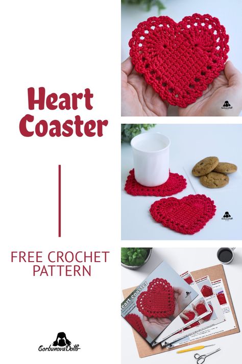 Prepare to crochet the most adorable heart coaster! This simple-to-follow Crochet Heart Coaster Free Pattern will help you create your own charming coasters quickly. With this comprehensive pattern, you can effortlessly craft lovely handmade gifts. Let's embark on a step-by-step journey through the process! Crochet Heart Coasters Free Pattern, Crochet Heart Flower, Flower Coaster Pattern, Crochet Heart Coaster, Heart Crochet Pattern, Crochet Cup Coaster, Make Step By Step, Coaster Tutorial, Crocheted Coasters