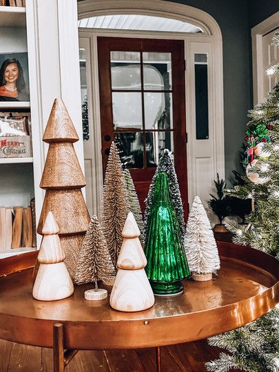 Table Top Christmas Tree Ideas, Table Top Christmas Trees, Trees Christmas Decor, Trend 2025, Christmas Table Decorations Diy, Tree Collage, Simple Decorations, Target Home, Tree Table