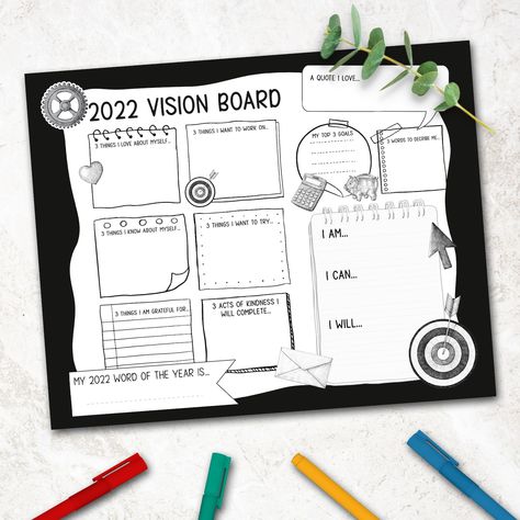 Printable 2022 2023 Vision Board Template for Students Goal - Etsy Canada Teen Vision Board, Setting Chart, Printable Vision Board Template, Goal Setting Chart, Kids Vision Board, Goal Setting Vision Board, Vision Board Printables, Vision Board Template, Kids Goals