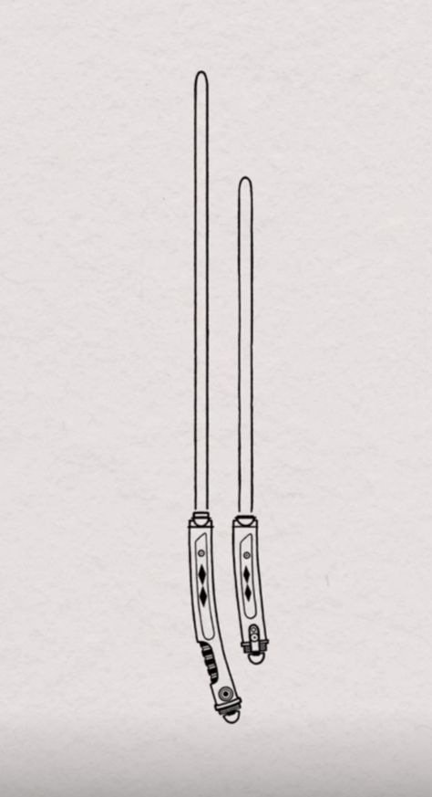 Ashoka's Lightsaber, Small Ahsoka Tattoo, Ahsoka Lightsaber Drawing, I Am No Jedi Tattoo, Ahsoka Fulcrum Tattoo, Ashoka Lightsaber Tattoo, Star Wars Clone Wars Tattoo Ideas, Small Lightsaber Tattoo, Ahsoka Tano Lightsaber Tattoo