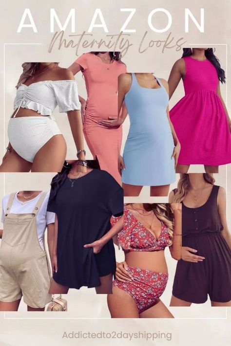 Dress your bump in style with our selection of inexpensive maternity clothes. Find affordable yet trendy outfits for every stage of pregnancy. Outfits On Amazon, Affordable Maternity Clothes, Cheap Maternity Clothes, Maternity Romper, Maternity Overalls, Maternity Clothes Summer, Amazon Fashion Finds, Pregnancy Clothes, Maternity Swimsuit