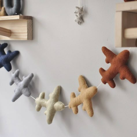 Felt Airplane Garland Plane Garland Kids Room Decor Nursery Decor Natural Colours - Etsy Airplane Nursery Theme, Vintage Plane Nursery, Felt Airplane, Airplane Garland, Airplane Kids Room, Airplane Nursery Boy, Airplane Boys Room, Vintage Airplane Nursery, Plane Nursery