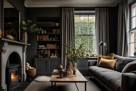 How To Make Your Living Room Cosy | Interior Design Tips | The Living House — The Living House Cosy Interior Design, Floor Length Curtains, Dark Moody Living Room, Living Room Cosy, Moody Room, Neutral Floor, Moody Living Room, Neutral Flooring, Classy Living Room