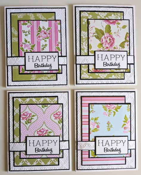 Here's your chance to try card making with this kit for beginners. It comes with all the pre-cut pieces to make 4 cards including envelopes and features beautiful floral paper. The cards measure 5.5" x 4.25" and come with full assembly instructions. The sentiments are reversible so you can choose "Happy Birthday", "Thank You" or "Thinking of You". All you need is a liquid glue, a glue stick or double sided tape. Great for completing with children or give the entire kit as a gift. Experience the Small Diy Birthday Cards, Big Birthday Card Ideas, Card Layouts Templates With Measurements, Handmade Card Sets With Boxes, Thank You Cards Handmade, Cards With Large Sentiments, Hand Made Birthday Cards For Women Simple Paper Crafts, Birthday Cards For Children, Lots Of Happy Card Kit Alternatives