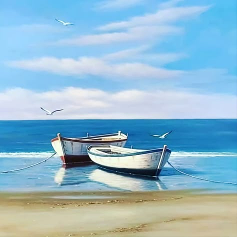 Boat Painting Acrylic, Beach Art Painting, Boat Drawing, Watercolor Paintings Nature, Landscape Painting Tutorial, Sailboat Art, Gabriel Garcia Marquez, Sailboat Painting, Boat Art