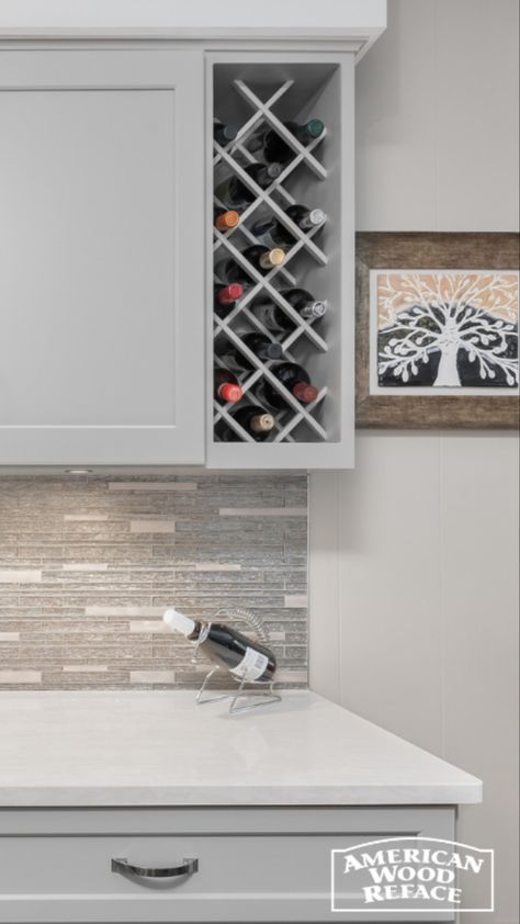 Wine Rack Wall Kitchen Cabinets, Top Kitchen Cabinets, Built In Wine Rack, Above Cabinets, Wine Rack Cabinet, Wine Rack Storage, Kitchen Features, Kitchen Cabinetry, Bar Cabinet