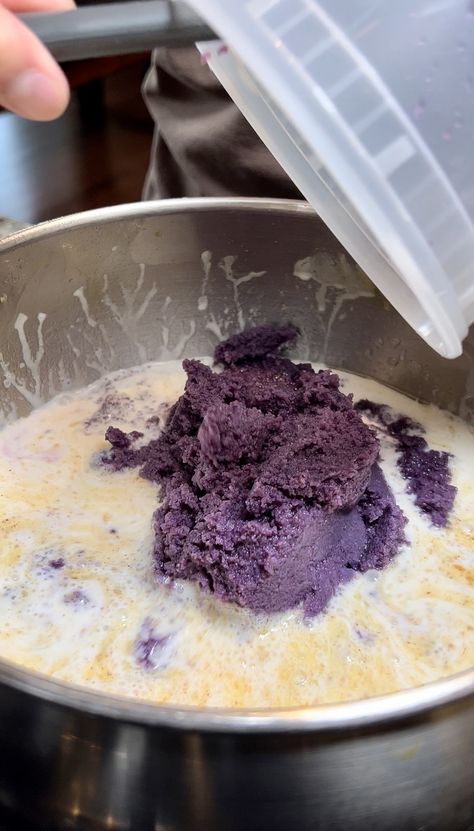 Ube Halaya (Ube Jam) | Iankewks Ube Jam Recipe, Ube Halaya Recipe, Ube Jam, Okinawan Sweet Potato, Ube Halaya, Ube Recipes, Powder Milk, Flavored Drinks, Evaporated Milk