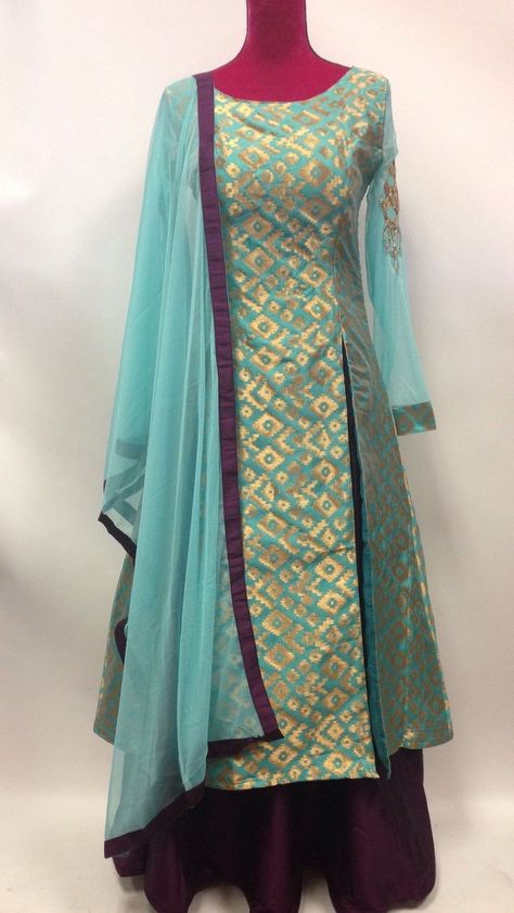 Pinterest: @pawank90 Blue Brocade Lehenga, Brocade Kurta, Plain Purple, Brocade Lehenga, Lehenga Suit, Punjabi Fashion, Eid Outfit, Iphone Price, Salwar Kamiz