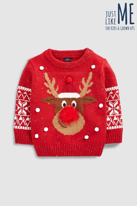 zoom Matching Family Christmas Sweaters, Reindeer Jumper, Red Sweater Outfit, Knitting Baby Girl, Kids Sweater Pattern, Reindeer Sweater, Rainbow Sweater, Ugly Christmas Sweater Party, Ugly Sweater Party