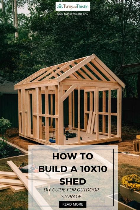 10x10 Shed 10x10 Shed, Outdoor Hammock Bed, House Garage Ideas, Ideas For Tiny Houses, Cheap Storage Sheds, Shed Deck, Allotment Shed, 8x10 Shed, Creative Woodworking Ideas