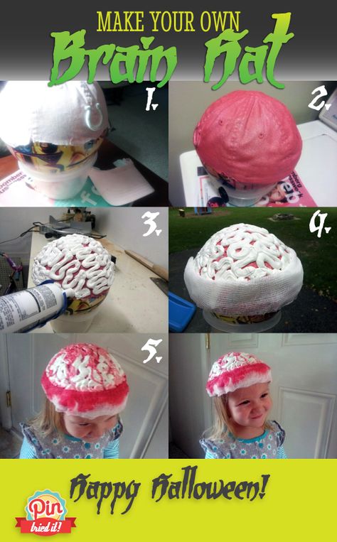 Brain-Hat-Halloween-Costume Halloween Costume Fails, Kindergarten Mom, Brain Hat, Hat Halloween Costume, Space Costumes, Happy Halloweenie, Alien Costume, Zombie Walk, Diy Costumes Kids