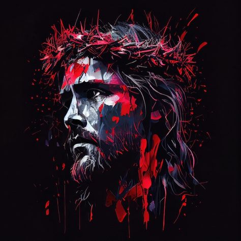 Jesus Abstract Painting, Dark Jesus, Tattoos Christian, Dtf Images, Jesus 2024, Jesus Art Drawing, Jesus Graphic, St Monica, Jesus Portrait