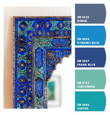 Greek Island Color Palette, Caribbean Color Scheme, Turquoise Blue Color Combinations, Greece Color Palette, Greece Bedroom, Bedroom Hamptons, Mediterranean Color Scheme, Sherwin William, Turquoise Color Scheme