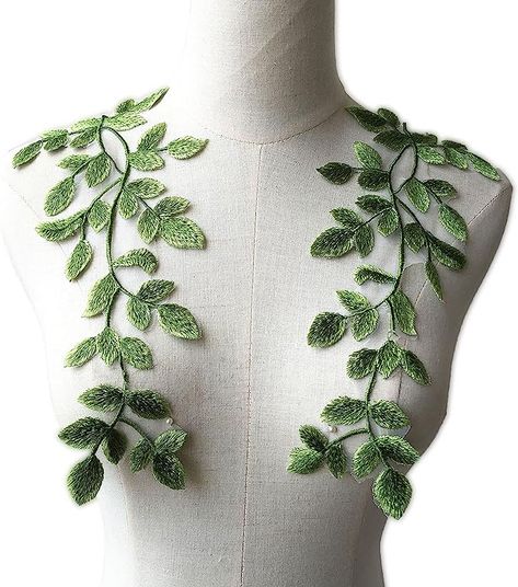 Amazon.com: Gelvs 2 Mirror Pairs Green Forest Leaves Applique Lace Vine Motif Trims Embroidery Wood Patches (Green) : Arts, Crafts & Sewing Embroidery Vine, Embroidery Theme, Sewing Patches, Forest Leaves, Applique Lace, Embroidery Leaf, For Wedding Dresses, Embroidered Leaves, Diy Embroidery Patterns