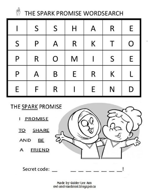 GGC Sparks Promise Wordsearch blk/white version http://owl-and-toadstool.blogspot.ca/2013/03/wordsearch-puzzles.html Brownies Girl Guides, Awana Sparks, Brownies Activities, Brownie Guides, Camp Songs, Rainbow Badge, World Thinking Day, Girl Guide, Ice Breaker Games