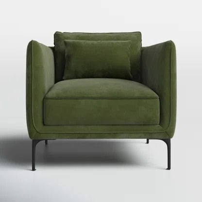 AllModern | Wayfair Green Velvet Armchair, Contemporary Accent Chair, Decor Shopping, Office Lounge, Upholstered Armchair, Living Room Collections, Living Room Accents, Living Room Furniture Chairs, Modern Armchair