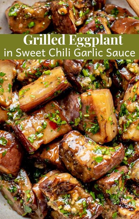 Eggplant Garlic Sauce, Roasted Garlic Eggplant, Chilli Eggplant Recipe, Saute Eggplant Recipes, Chinese Eggplant With Garlic Sauce, Chinese Style Eggplant Recipe, Grilled Chinese Eggplant Recipes, Grilled Japanese Eggplant, Sweet Potato Eggplant Recipe