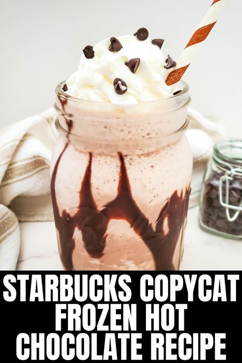 recipe for frozen hot chocolate Frozen Hot Chocolate Recipe Easy, Hot Chocolate Starbucks, Frozen Hot Chocolate Recipe, Starbucks Hot Chocolate, Copycat Starbucks, Quick Treats, Frozen Hot Chocolate, Hot Chocolate Recipe, Book Diy