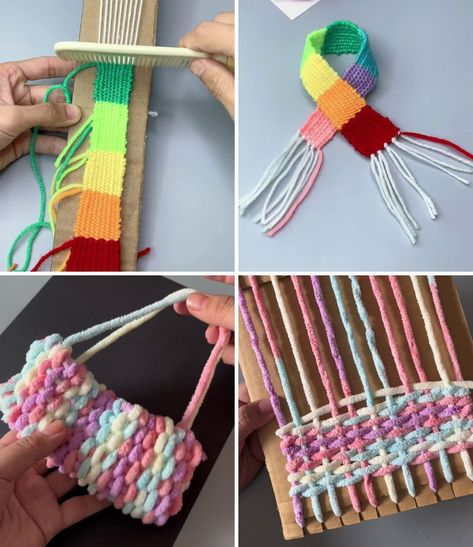 Weaving Projects Beginners, Weaving Projects For Kids, Kids Weaving Projects, Beginner Weaving, Art Ideas For Kids, Ribbon Projects, E Textiles, Library Work, Woolen Craft