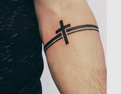 Dark Skin Tattoo, Word Tattoo Ideas, Christian Sleeve Tattoo, Arm Tats, Armband Tattoos, Word Tattoo, Cross Tattoo For Men, Tattoo Inspiration Men, Cross Tattoo Designs