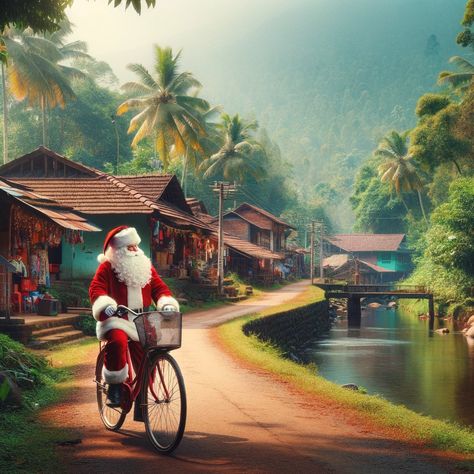 Santa in Kerala village Kerala Village, Christmas Poster Design, Pylon Sign, Christmas Villages, Christmas Poster, Aesthetic Photography Grunge, Aesthetic Photography, Kerala, Poster Design