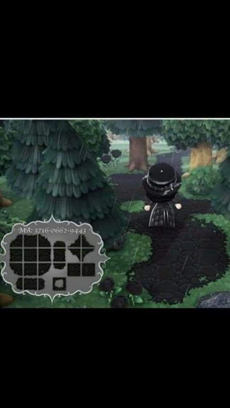 Acnh Halloween Floor Designs, Dark Paths Animal Crossing, Acnh Gothic Floor Codes, Animal Crossing Design Codes Black, Acnh Gothic Resident Services, Gothic Acnh Villagers, Acnh Goth Path Codes, Acnh Glitter Path, Acnh Halloween Code Path