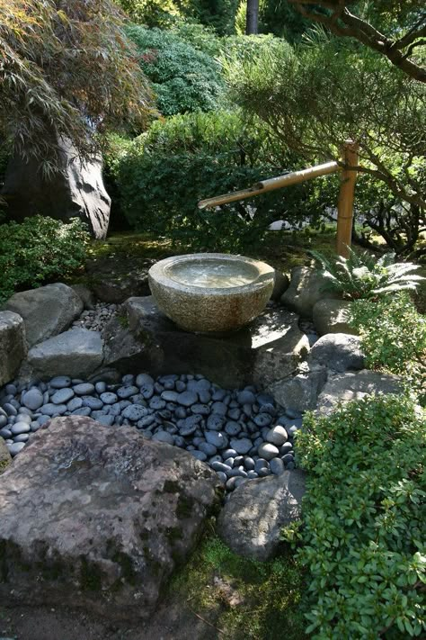 Japanese Water Feature, Zen Fountain, Japanese Water Garden, Japanese Garden Backyard, Japanese Garden Decor, Beautiful Japanese Gardens, Garden Japanese, Small Japanese Garden, Japanese Garden Landscape