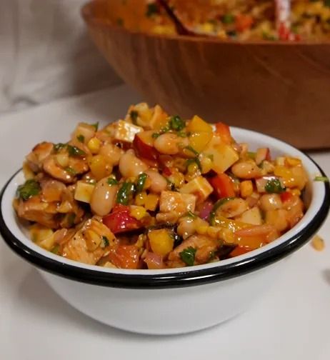 Buffalo Chicken Dense Bean Salad - by Violet Witchel Buffalo Chicken Dense Bean Salad, Dense Bean Salad With Chicken, Dense Bean Salad Recipes Violet, Dense Bean Salad Violet Witchel, Dense Bean Salad Recipes, Dense Bean Salad, Violet Witchel, Corn And Bean Salad, Healthyish Recipes