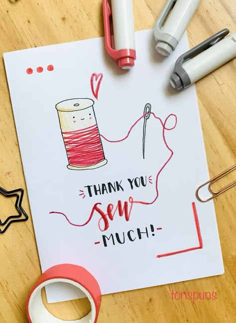 Aesthetic Thank You Cards Diy, Note Card Doodles, Thank You Cards Ideas Diy, Cute Handmade Thank You Cards, Back Of Greeting Card Design, Thank You Diy Cards Handmade, Thank You Puns Cards, Pun Thank You Cards, Thank You Card Puns