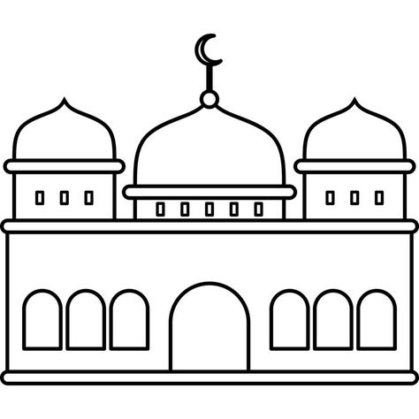 Illustration vector graphic design hand drawing style of muslim mosque Mosque Drawing Easy, Muslim Drawing, Islam Drawing, Ramadan Pattern, Mosque Drawing, Mosque Clipart, Preschool Counting Worksheets, Origami Table, Dining Room Decor Modern