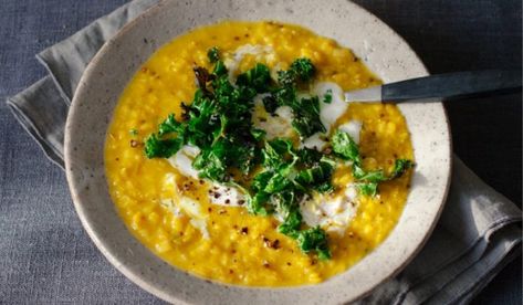 Lemony Lentil and Crispy Kale Soup | Anna Jones Verve Magazine, Lentil Kale Soup, Kale Soup Recipes, Crispy Kale, Anna Jones, Kale Soup, Lentil Soup, Meat Free, Soups And Stews