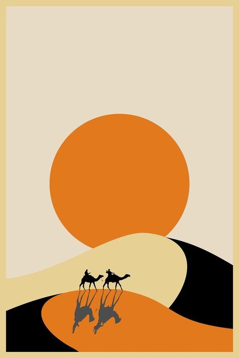 Camel desert background, travel illustration. Free public domain CC0 image. | free image by rawpixel.com Camels Illustration, Desert Illustration, Desert Home Decor, Orange Desert, Desert Poster, Camels Desert, Desert Background, Camels Art, Trendy Wall Decor