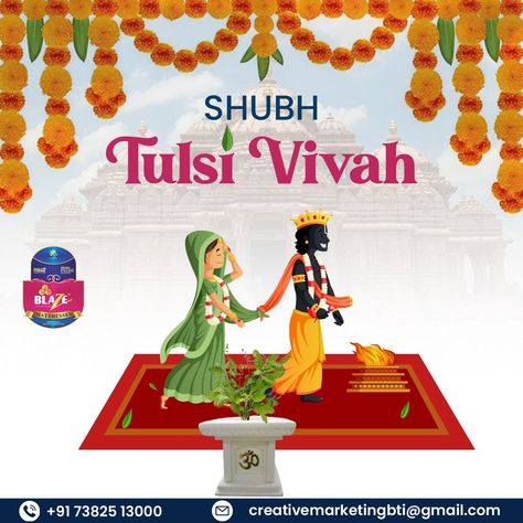 "May the sacred union of Tulsi and Vishnu bless your life with love, prosperity, and divine harmony. 🌿✨ Wishing you a blissful Tulsi Vivah filled with joy and auspicious moments. #TulsiVivah #DivineUnion #BlessingsOfLove #HarmonyInLife #FestiveVibes 🙏🕊️ Tulsi Vivah, Sacred Union, Graphic Patterns, With Love, In This Moment, Festival, Pattern, Quick Saves