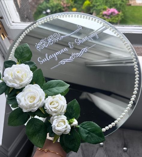 I love how elegant this ring plate turned out, with the delicate detailing to the final touches, every step was made with love for the couples special day. 🤍 Interested in having a custom ring plate made for your own special occasion? DM to place an order ✨ #Wedding #WeddingDecor #WeddingDetails #Handmade #CustomMade #BrideToBe #WeddingInspo #Engagement #PersonalisedGifts #WeddingDesign #Handcrafted #explore #exploremore Engagement Diy Ideas, Engagement Ring Platter Trays Indian Weddings, Ring Box Wedding Diy, Wedding Trays, Engagement Ring Platter, Mirror Decor Ideas, Diy Wedding Arch, Elegant Wedding Themes, Wedding Mirror