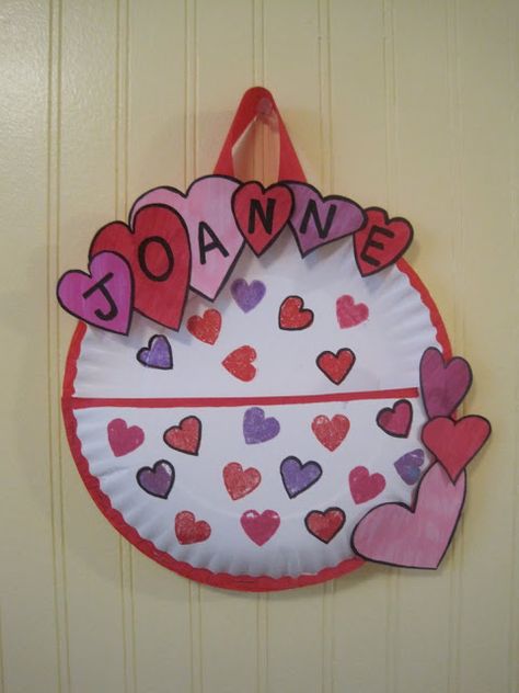 Kid’s Valentine Card Holder · Lesson Plans | CraftGossip.com Valentines Card Holder, Pumpkin Coloring, February Crafts, Preschool Valentines, February Valentines, Valentine Crafts For Kids, Paper Plate Crafts, Valentines Art, Valentines Day Activities